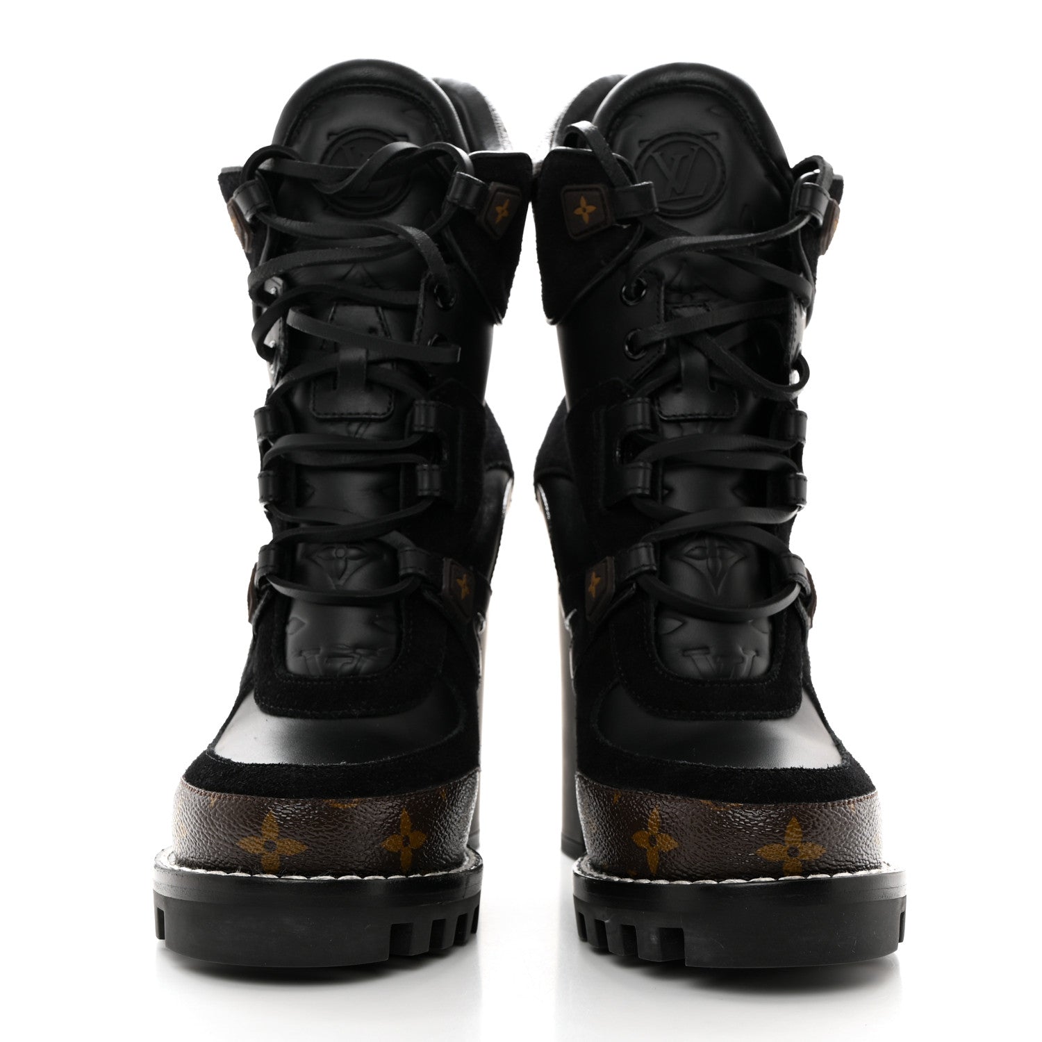 Louis Vuitton Suede Calfskin Monogram Star Trail Ankle Boots 36 Black 2 of 7