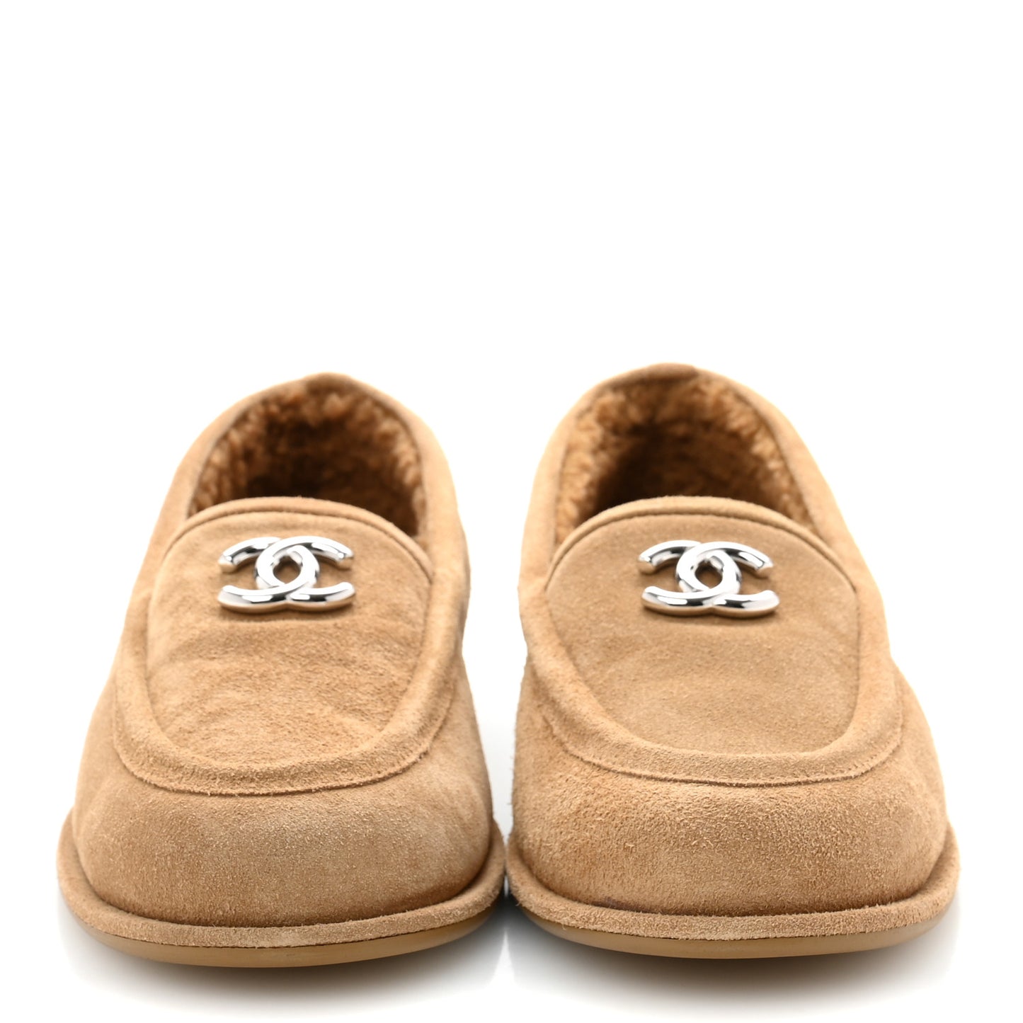 Suede Calfskin CC Loafers 40 Dark Beige