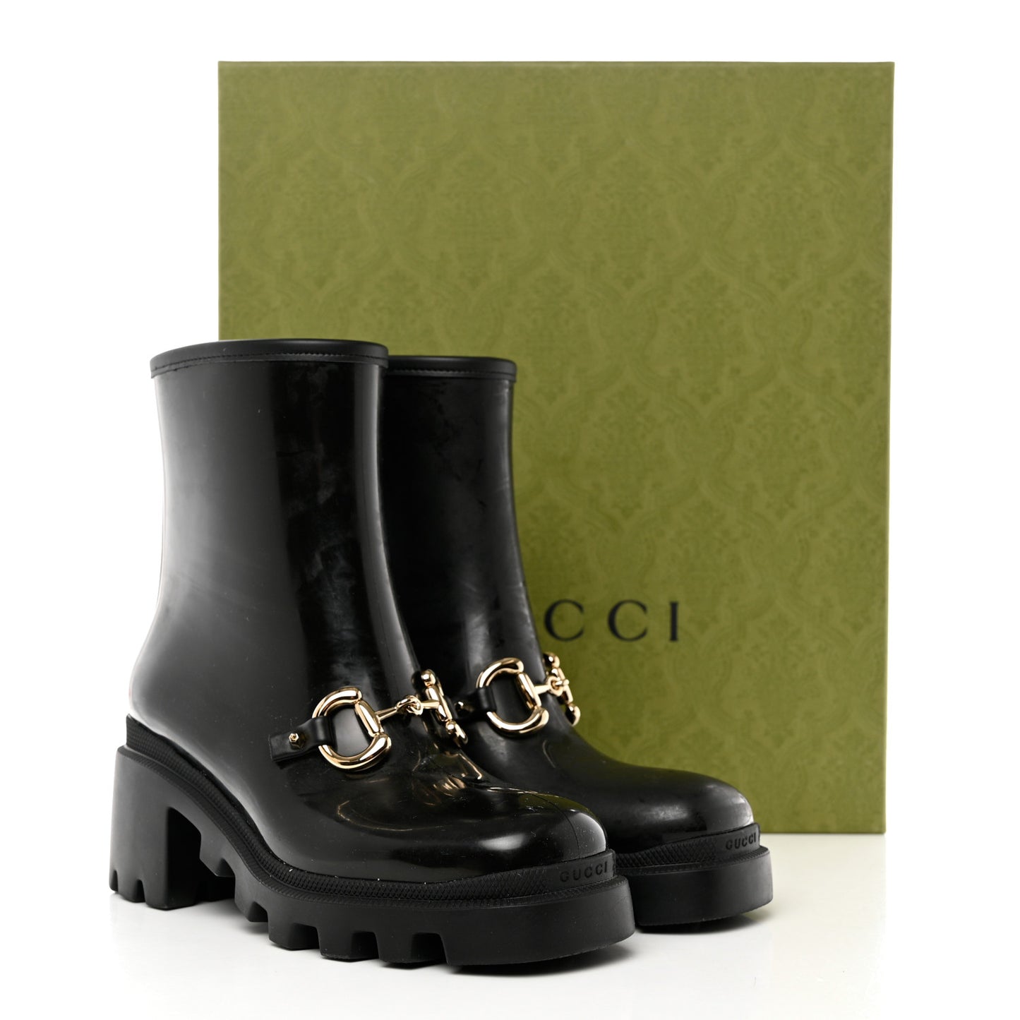 Rubber Womens Horsebit Ankle Boots 37 Black