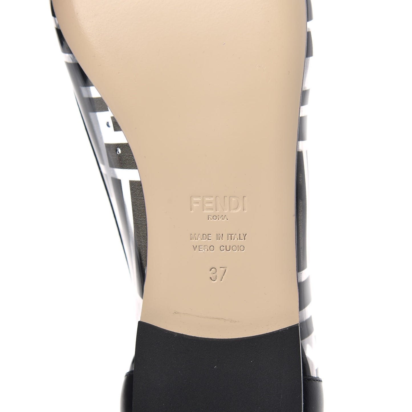 PVC Calfskin FF Colibri Ballerina Flats 37 Black