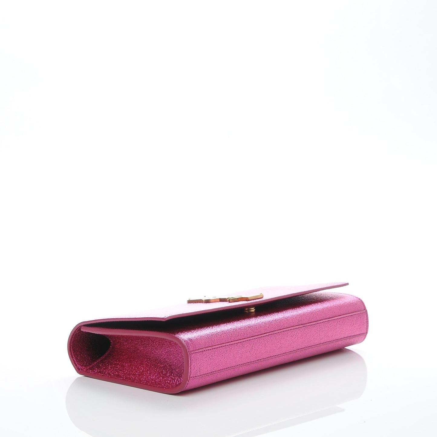 Metallic Calfskin Classic Monogram Clutch Fuchsia