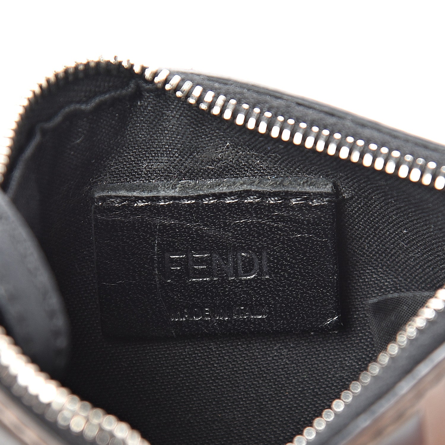 Fendi Vitello Century Bi-Color FF 1974 Embossed Coin Purse Maya Black 5 of 9