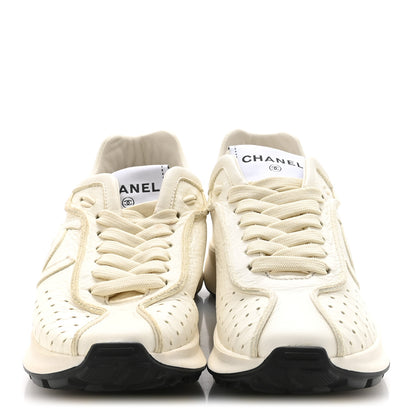 Chanel Calfskin Perforated CC Sneakers 36.5 White 3 of 10