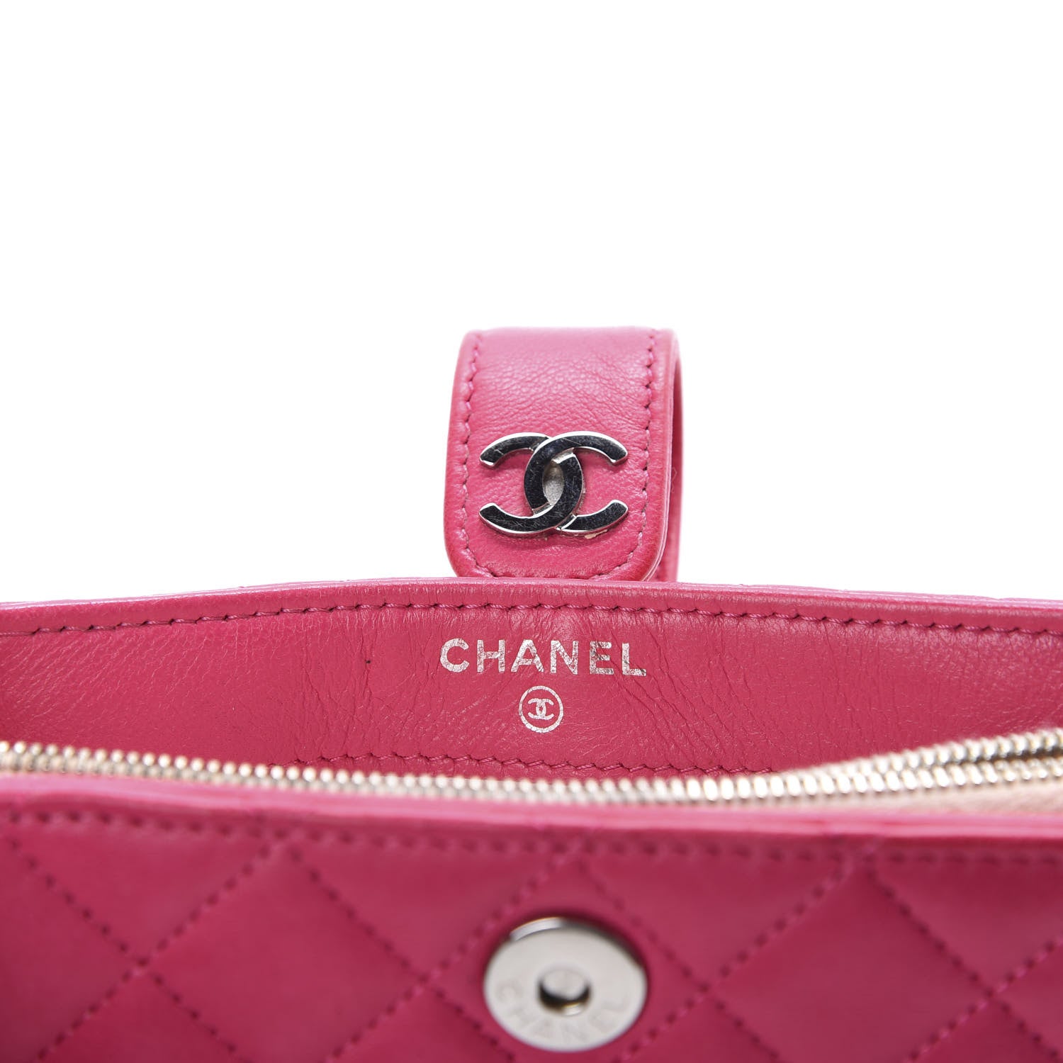 Chanel Lambskin Quilted Mini Phone Holder Clutch Pink 6 of 8