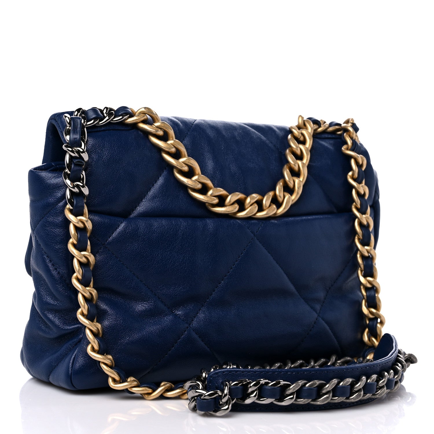 Chanel Goatskin Quilted Medium Chanel 19 Flap Dark Blue 3 of 9