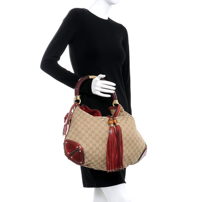 Gucci Monogram Python Large Unicef Indy Top Handle Hobo Red 2 of 11