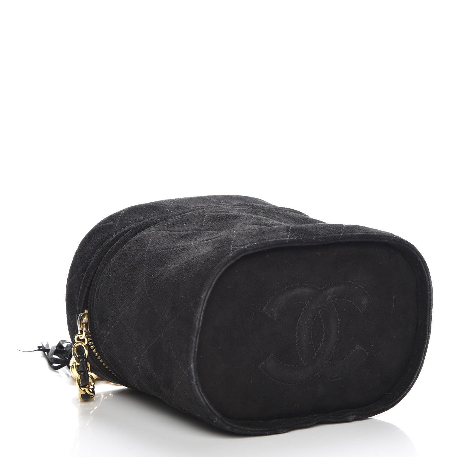 Chanel Suede Quilted CC Tassel Shoulder Bag Black 4 of 8