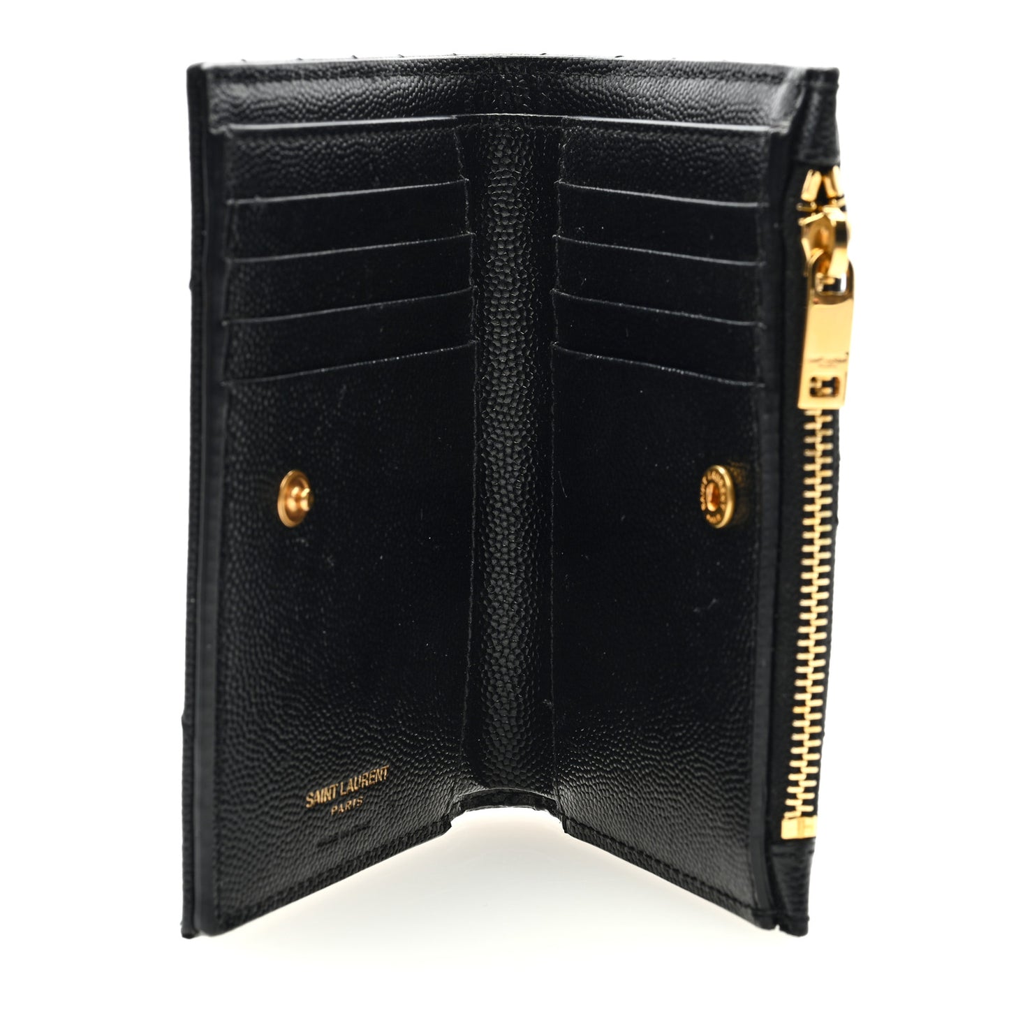 Grain De Poudre Matelasse Chevron Monogram Zipped Two-Part Wallet Black