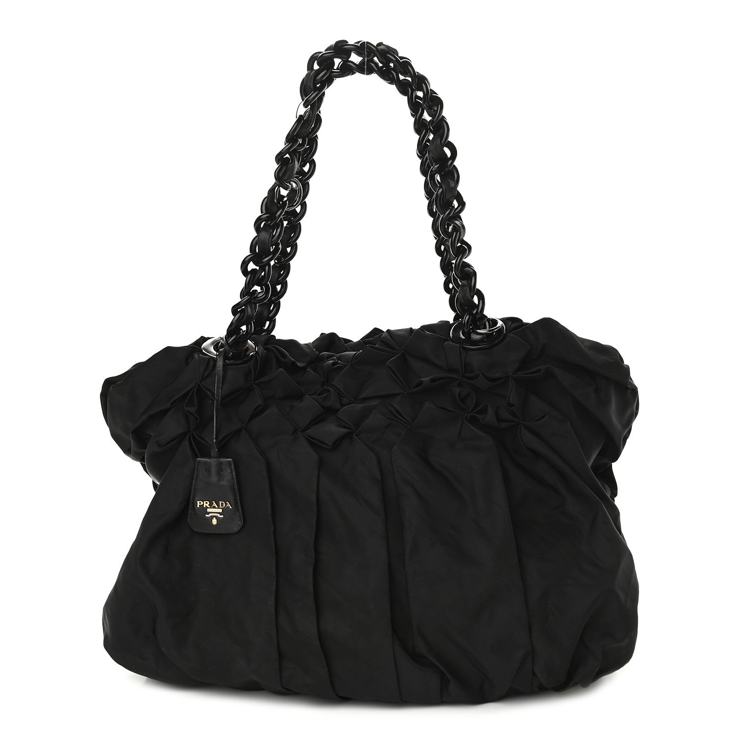 Prada Tessuto Nylon Origami Pleated Tote Black 1 of 14