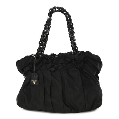 Prada Tessuto Nylon Origami Pleated Tote Black 1 of 14
