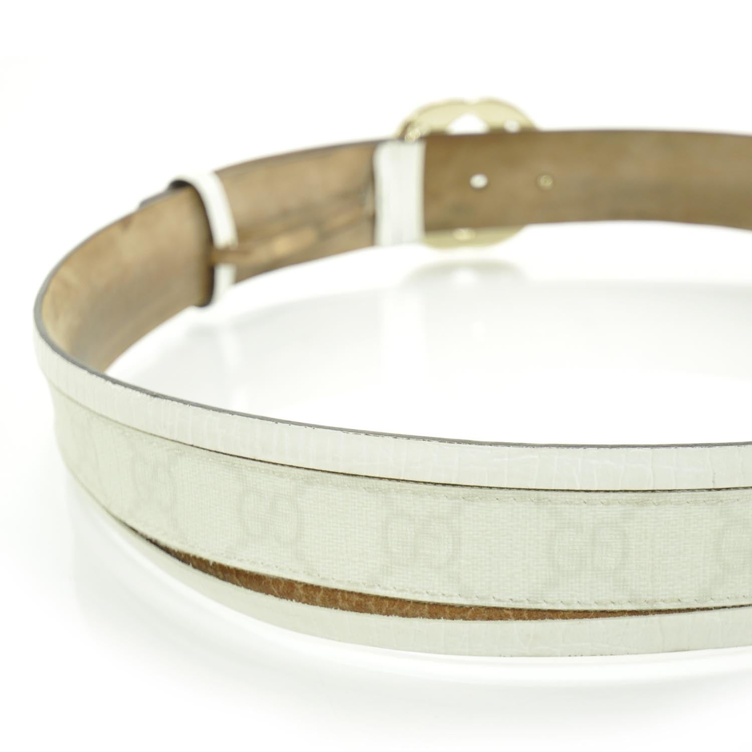 Gucci GG Plus Monogram Calfskin Interlocking G 40mm Belt 90 36 White 5 of 6