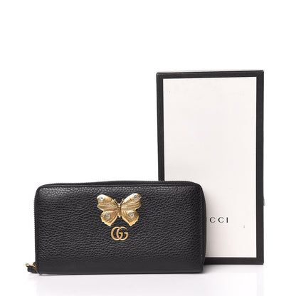 Gucci Calfskin Butterfly Zip Around Wallet Black 9 of 9