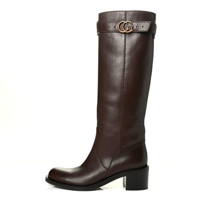 Gucci Calfskin Interlocking G Riding Boots 38 Brown 1 of 7