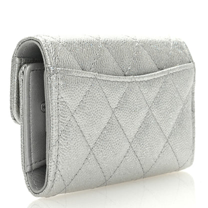 Chanel Metallic Caviar Quilted Classic 4 Key Holder Wallet Silver 3 of 7