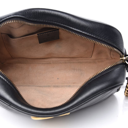 Gucci Calfskin Matelasse Small GG Marmont Chain Shoulder Bag Black 5 of 14