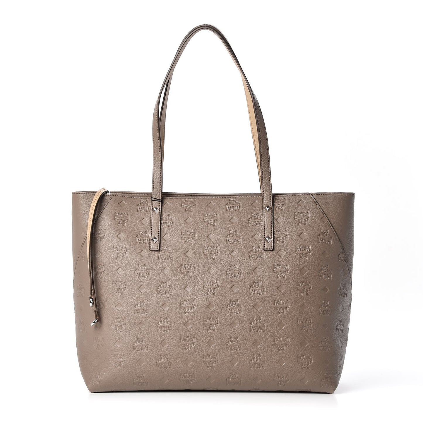 Grained Calfskin Monogram Medium Klara Top Zip Tote Urban Taupe