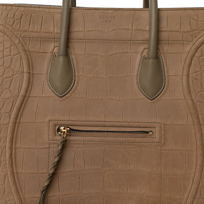 Celine Crocodile Embossed Nubuck Medium Phantom Luggage Beige 7 of 12