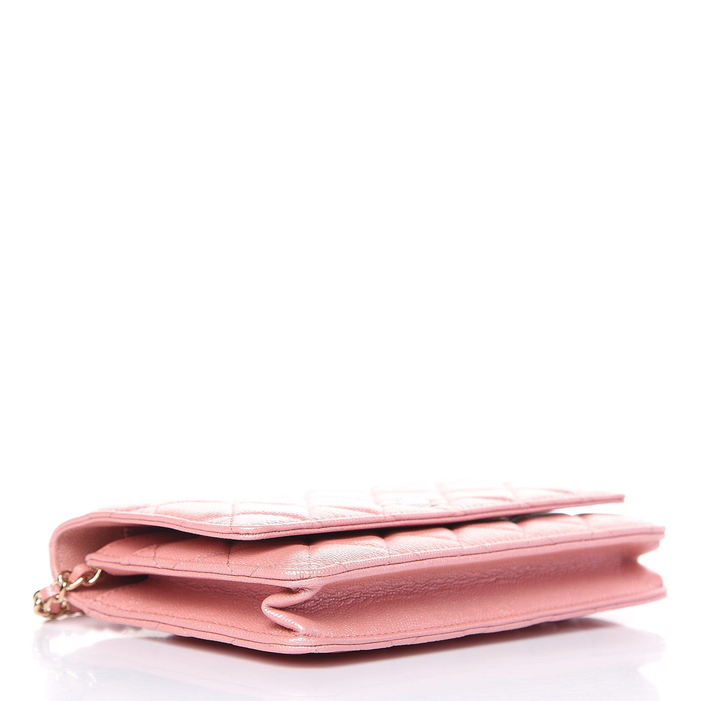 Iridescent Caviar Quilted Wallet on Chain WOC Pink