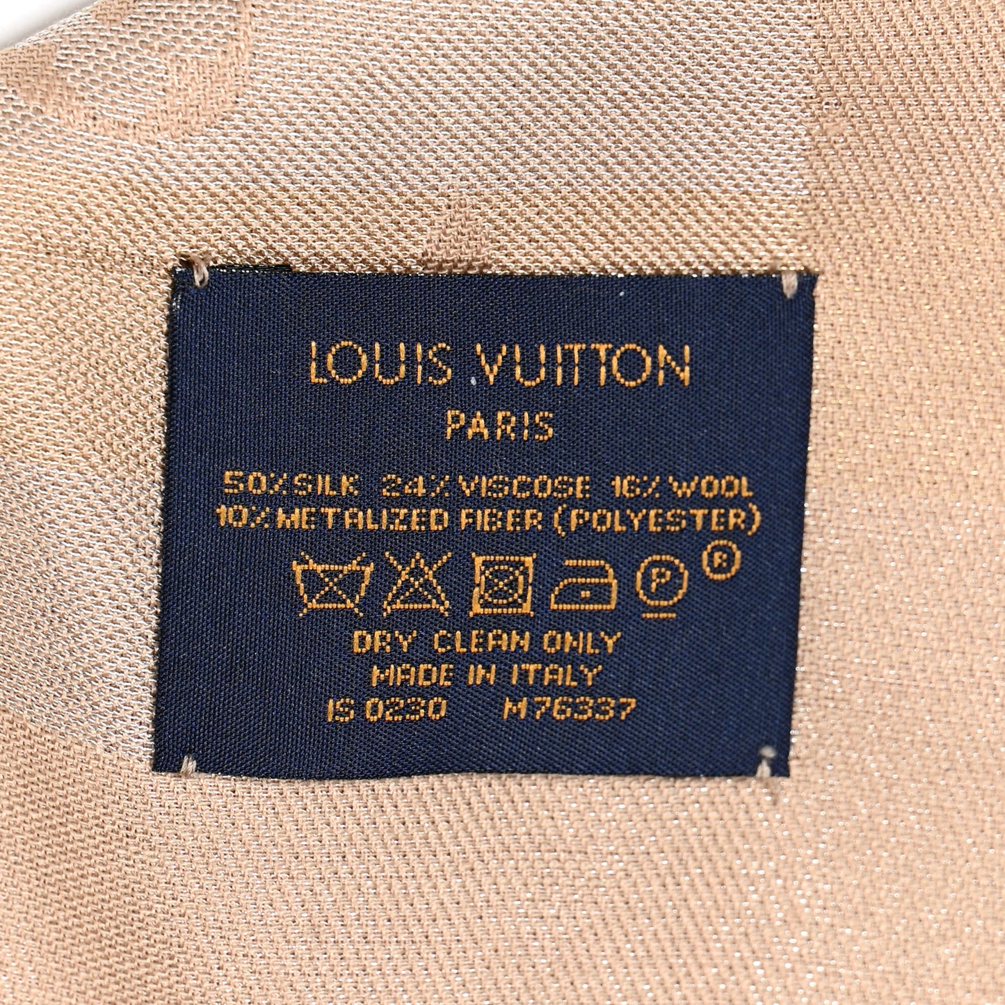 Silk Lurex Wool So Shine Monogram Shawl Beige