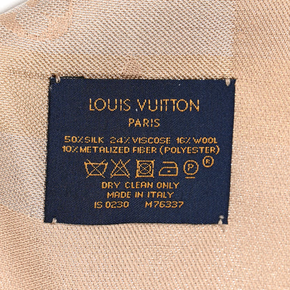 Louis Vuitton Silk Lurex Wool So Shine Monogram Shawl Beige 3 of 4