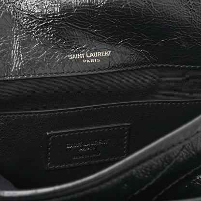 Saint Laurent Crinkled Calfskin Matelasse Monogram Baby Niki Chain Satchel Black 6 of 10