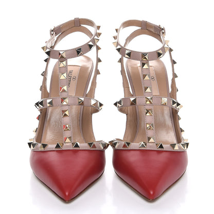 Valentino Garavani Nappa Rockstud Ankle Strap Pumps 39 Red Poudre 2 of 9