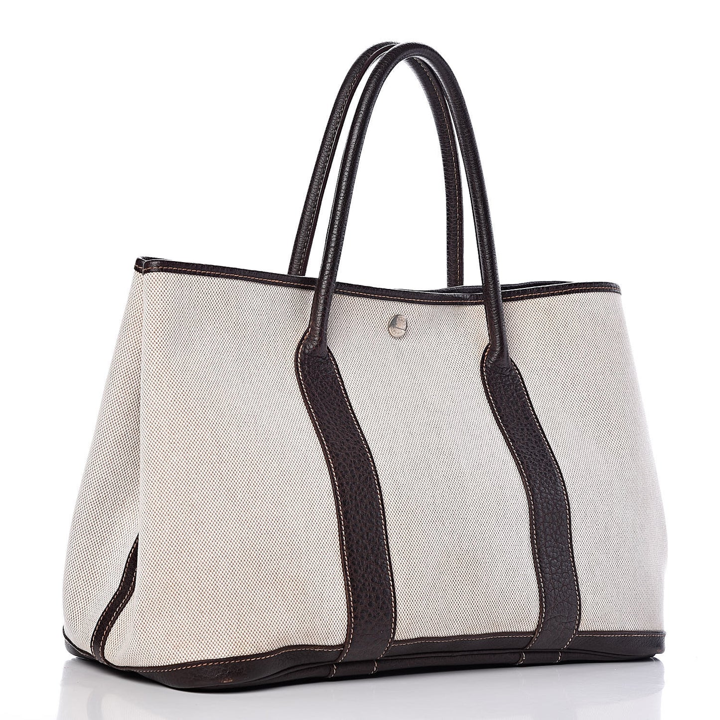 Toile Buffle Gala Garden Party Tote 36 MM Marron Fonce
