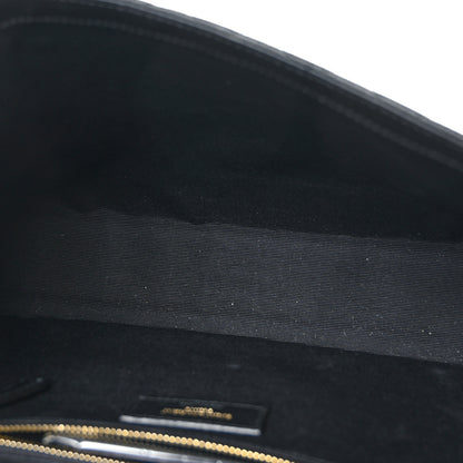 Saint Laurent Grain De Poudre Textured Mixed Matelasse Large Triquilt Monogram Satchel Black 4 of 8