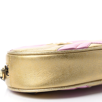 Gucci Metallic Nappa Matelasse Heart GG Marmont Belt Bag 95 38 Oro Vecchio Rosa 6 of 12