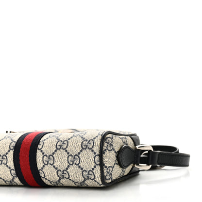 Gucci GG Supreme Monogram Textured Dollar Calfskin Web Mini Ophidia Shoulder Bag Beige Blue 10 of 12