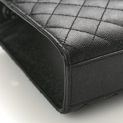 Saint Laurent Grain De Poudre Textured Mixed Matelasse Triquilt Medium Monogram Monochrome Satchel Black 8 of 10