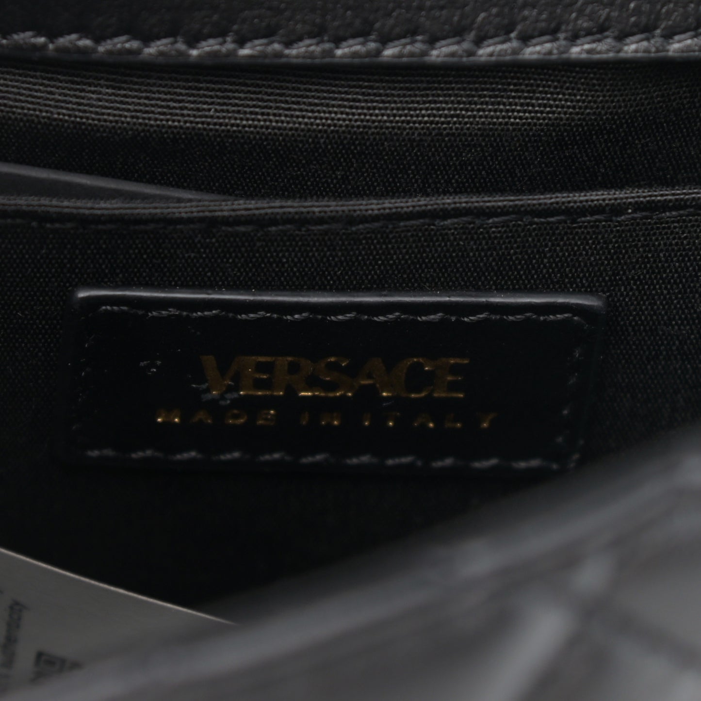 Nappa Quilted Small Medusa Chain Crossbody Black