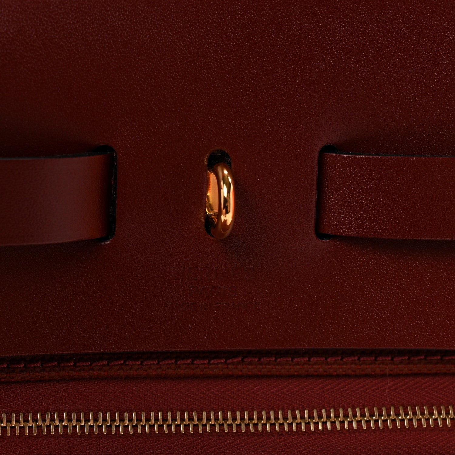 Hermes Military Toile Vache Hunter Herbag Zip Retourne 31 PM Rouge H 7 of 12