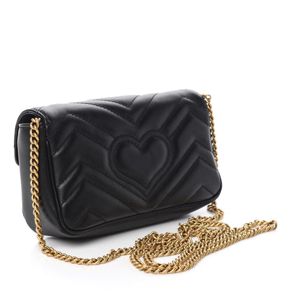 Gucci Calfskin Matelasse Super Mini GG Marmont Shoulder Bag Black 2 of 10