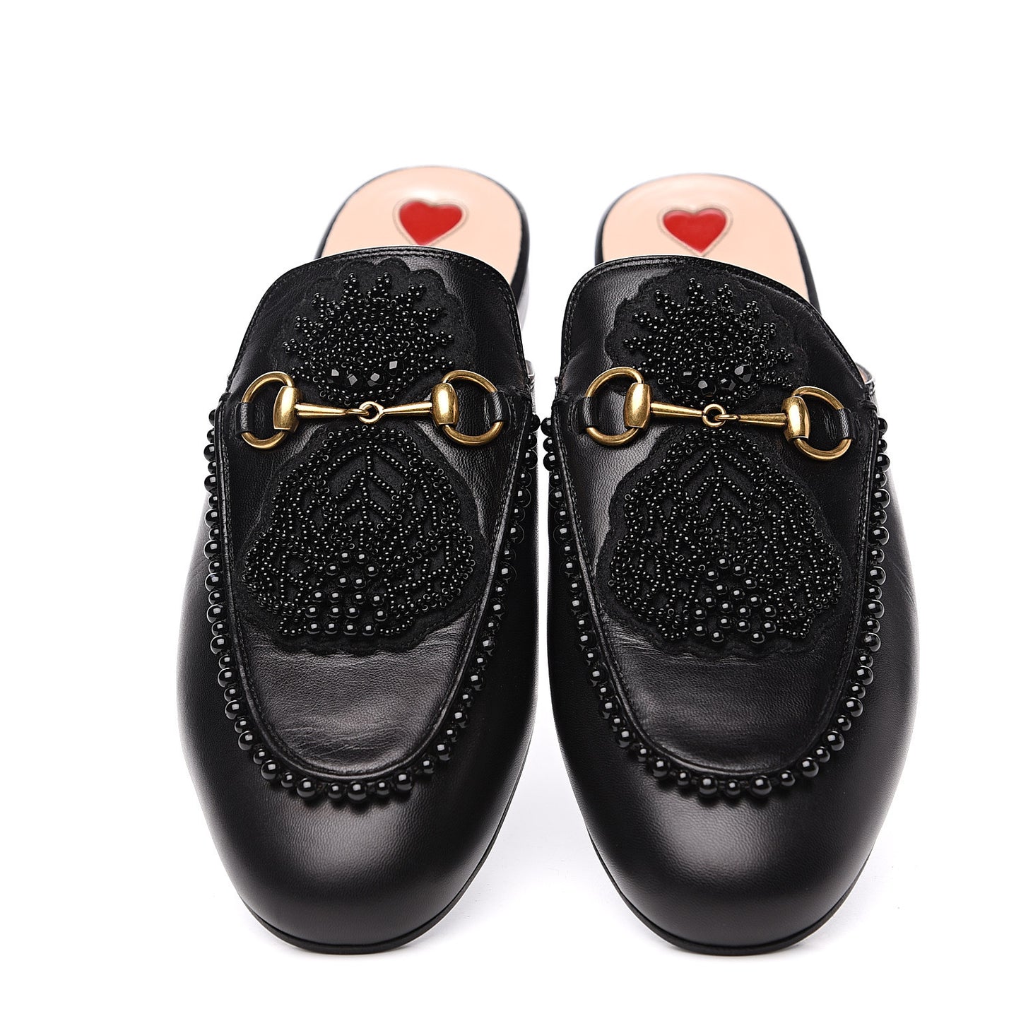 Malaga Kid Bead Embellished Womens Princetown Slippers 40 Black