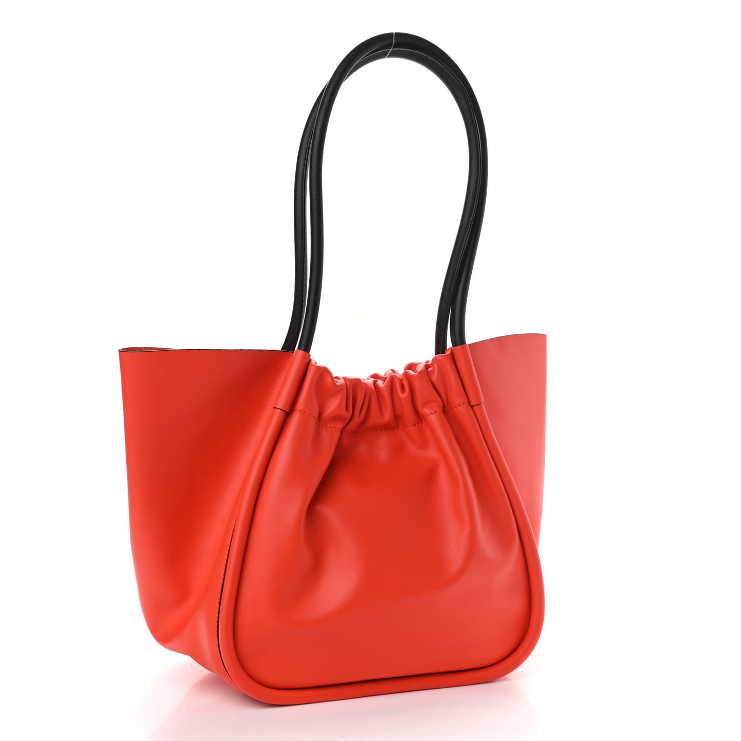 Calfskin Large Ruched Tote Red
