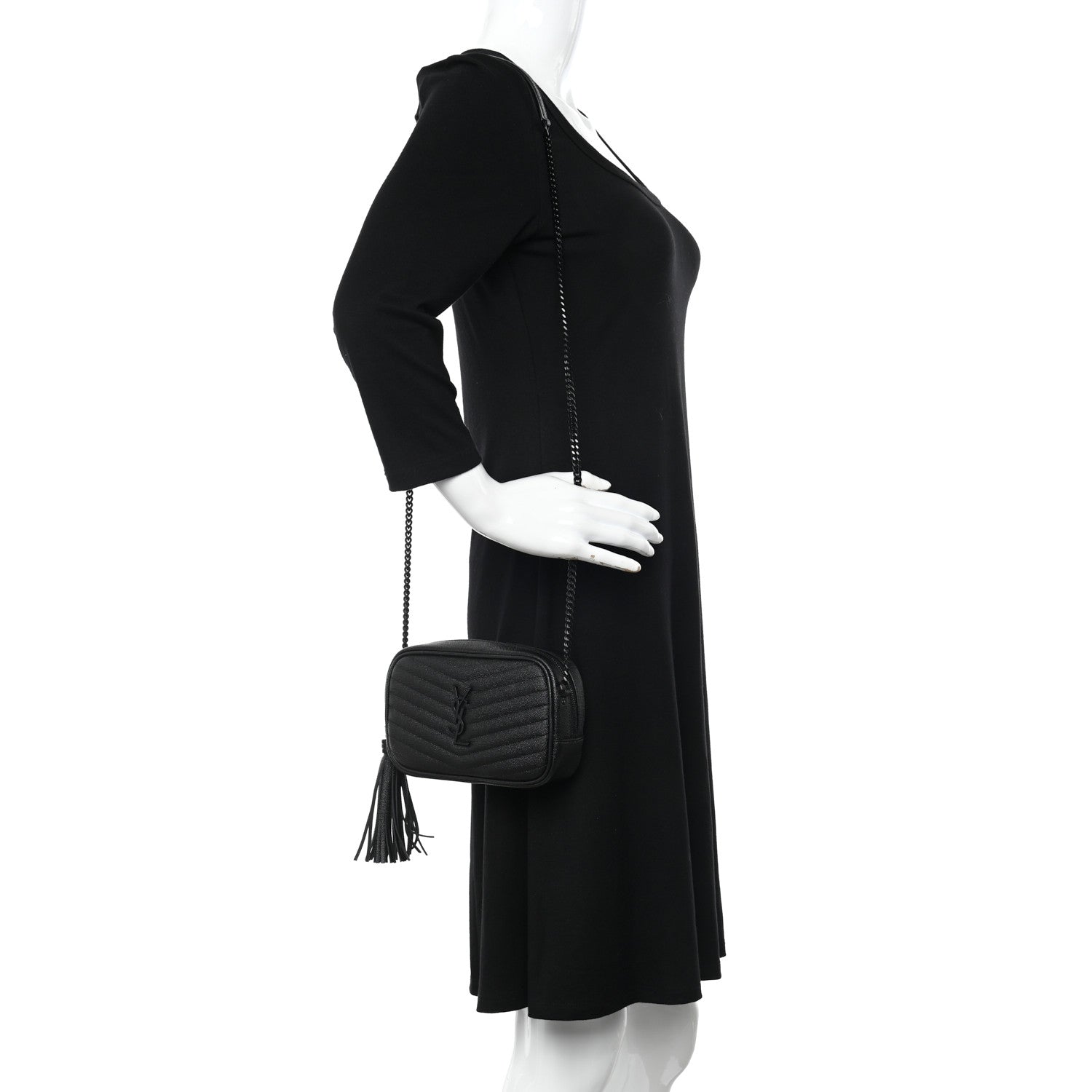 Saint Laurent Grain De Poudre Matelasse Monogram Mini Lou Camera Bag Black 2 of 10