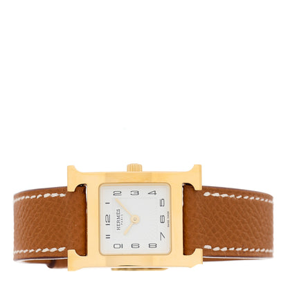 Hermes Stainless Steel Epsom 21mm Heure H Hour Quartz Watch Gold 2 of 5
