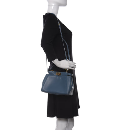 Fendi Nappa Mini Peekaboo Iconic Satchel Blue 2 of 11