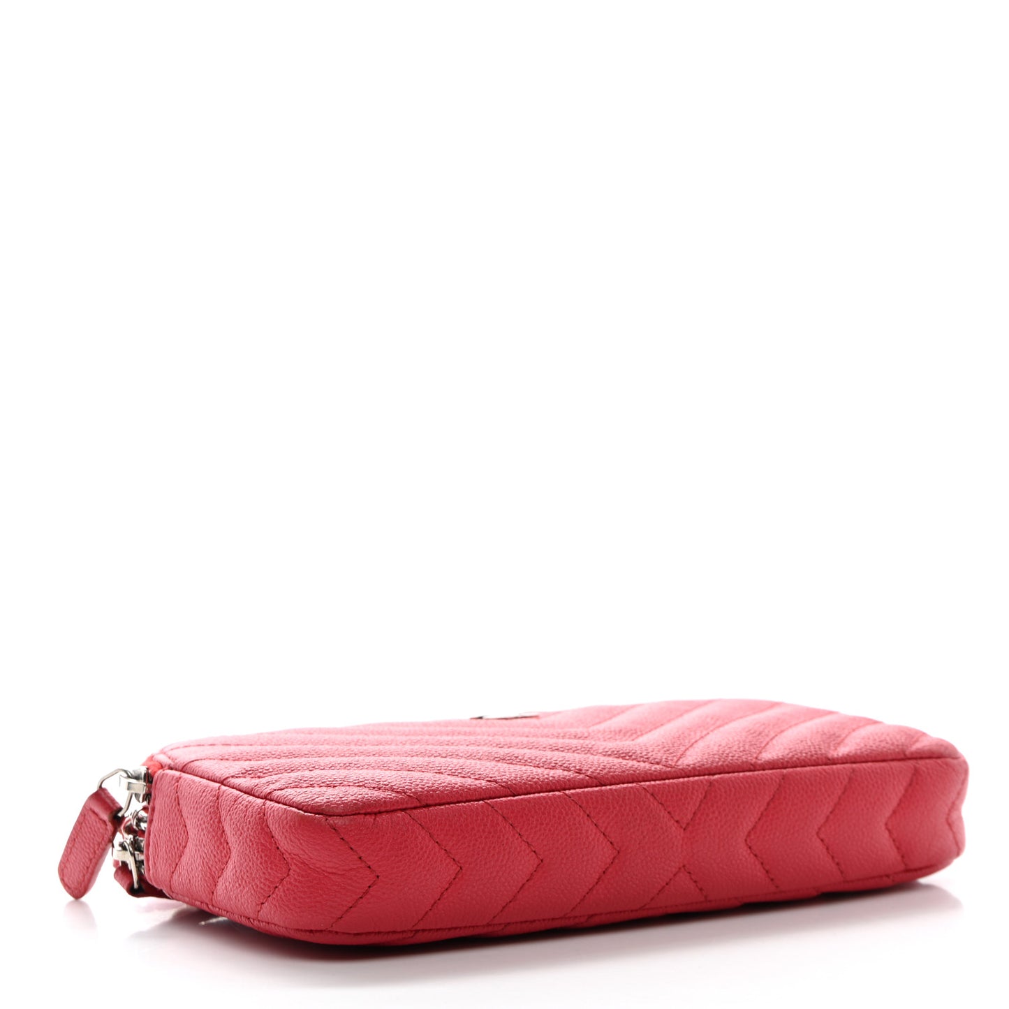 Caviar Chevron Quilted Small Clutch With Chain Light Red