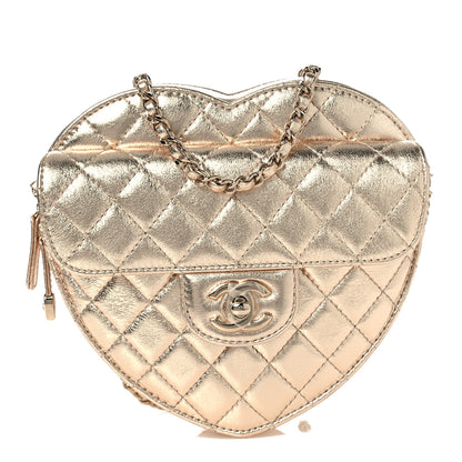 Chanel Metallic Lambskin Quilted CC In Love Heart Bag Gold 1 of 12
