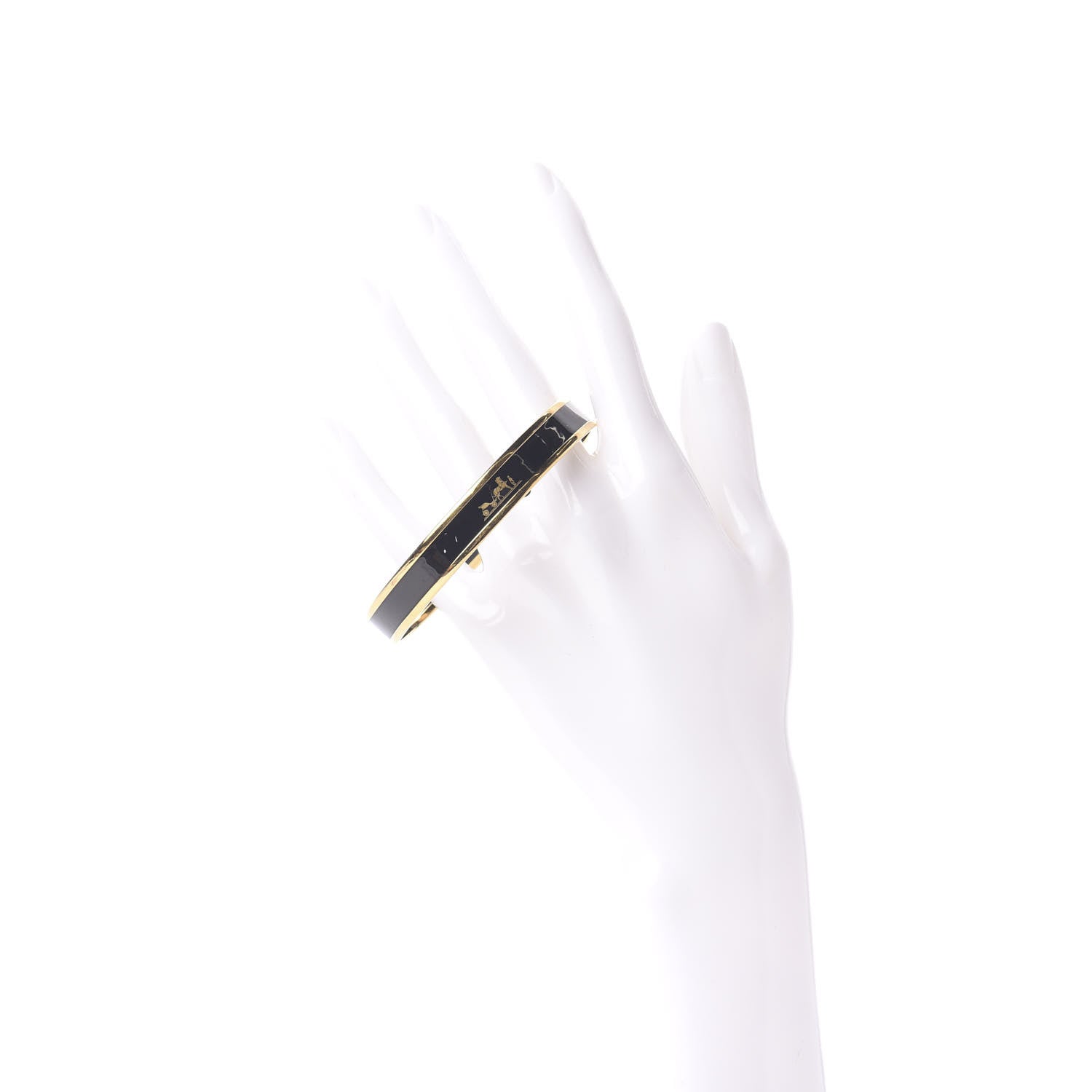 Hermes Enamel Printed Narrow Caleche Bracelet 70 Black 2 of 6