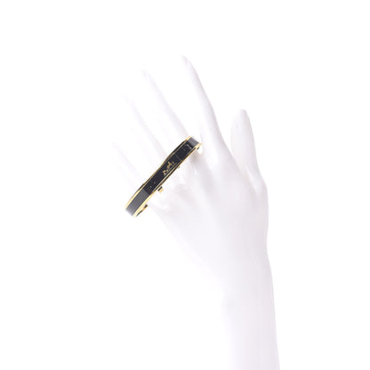Hermes Enamel Printed Narrow Caleche Bracelet 70 Black 2 of 6