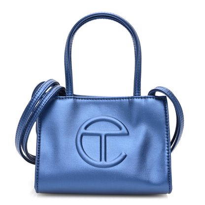 Telfar Metallic Vegan Leather Small Shopping Bag Cobalt 1 of 9