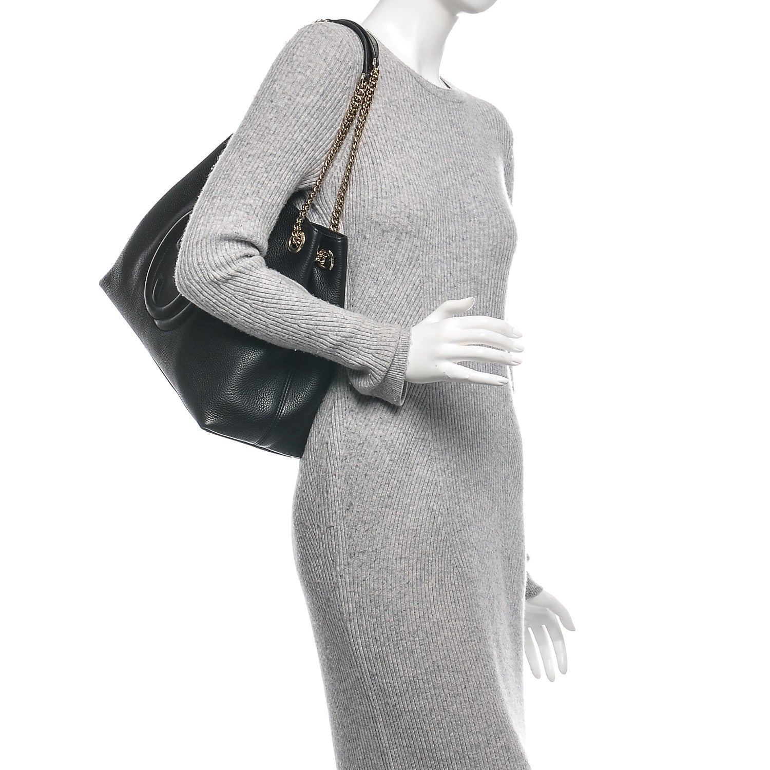 Gucci Pebbled Calfskin Medium Soho Chain Shoulder Bag Black 2 of 6