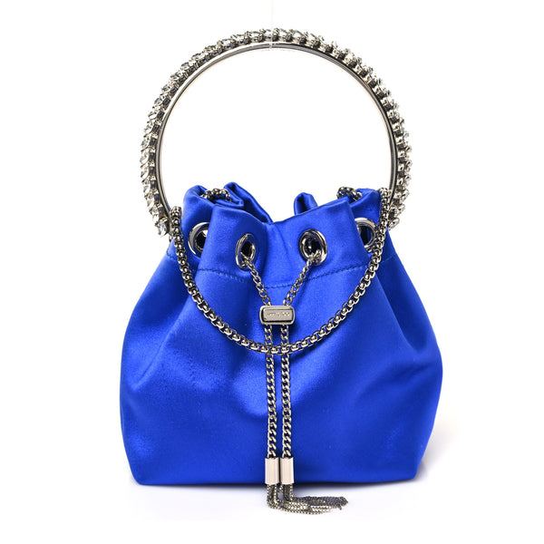 ジミーチュウ　パーティーバッグ　グリッター　ブルー Jimmy Choo Satin Crystal Embellished Bon Bon Bag Blue 1848402