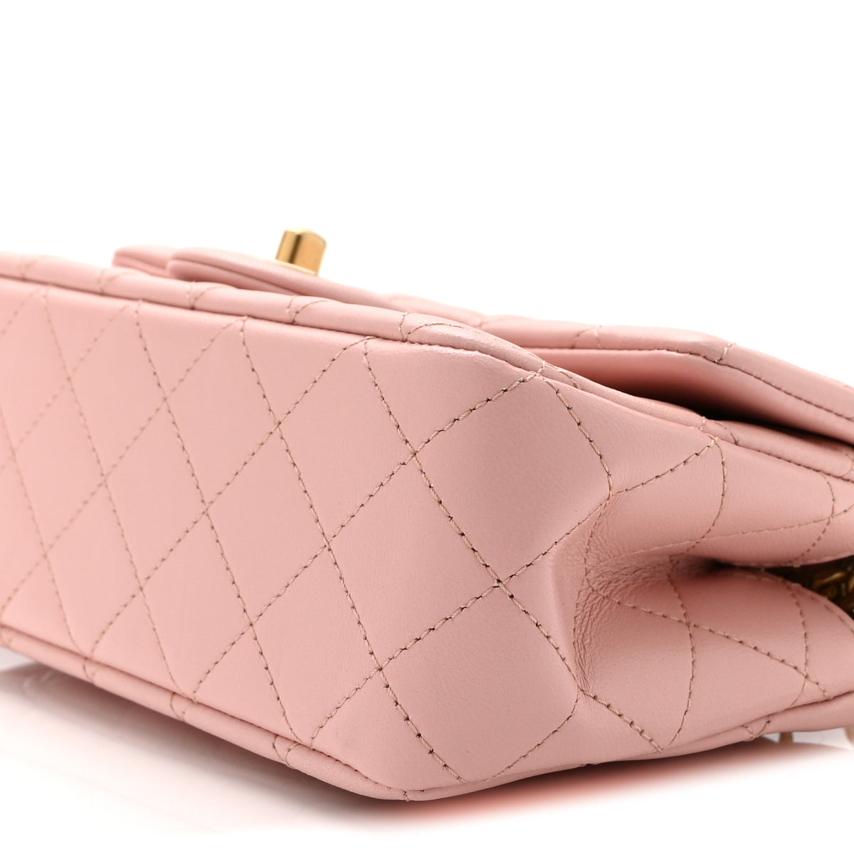 Lambskin Quilted Mini Rectangular Sweet Camellia Flap Light Pink