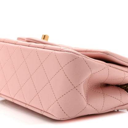 Chanel Lambskin Quilted Mini Rectangular Sweet Camellia Flap Light Pink 10 of 10
