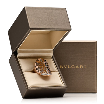 Bulgari 18K Rose Gold Diamond Mother of Pearl Intarsio Ring 58 8.5 8 of 8