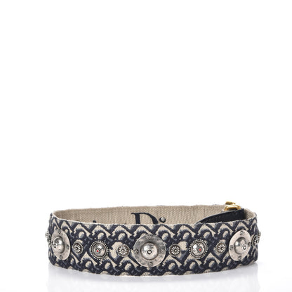 Christian Dior Oblique Studded Shoulder Strap Blue 3 of 5